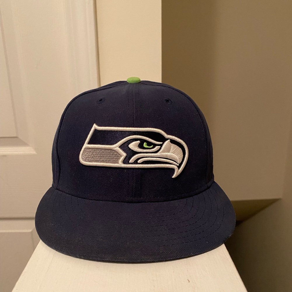 Seattle Seahawks NFL Embroidered Team Official New Era 59FIFTY Blue fitted Hat